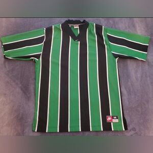 Vintage 90s Nike White Tag Swoosh Green Striped Soccer Football Jersey Size M
